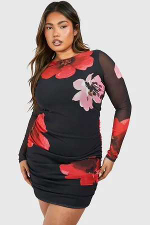 Boohoo Womens Plus Plus Printed Ruched Bodycon Dress - - 20