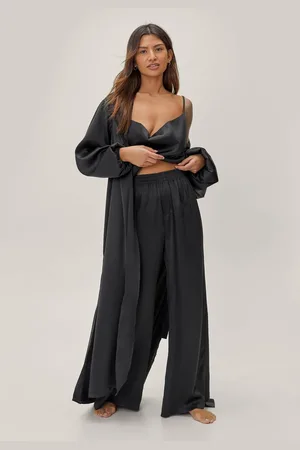 NASTY GAL Womens Satin Long Pajama Set And dressing gown - - 4