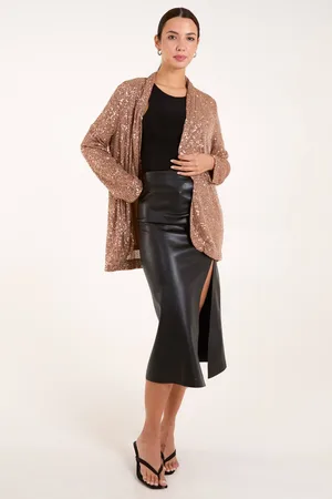 Blue Vanilla Womens Sequin Waterfall Cardigan - - L