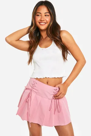 Boohoo Womens Lace Up Pleated Tennis Skirt - - 12
