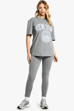 Boohoo Womens Maternity New York Large Graphic Oversized T-shirt Legging Set - - 8