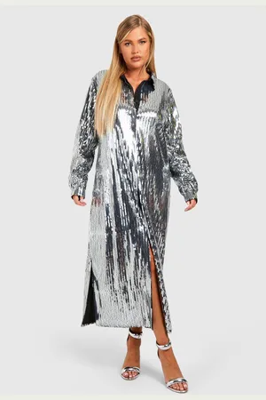 Boohoo Womens Plus Sequin Midaxi Shirt Dress - - 18