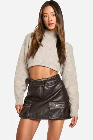 Boohoo Womens Tall Faux Leather Pocket Detail Mini Skirt - - 8
