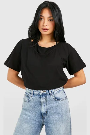 Boohoo Womens Petite Double Layer Cotton T-shirt - - 6