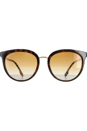 Burberry Womens Round Dark Havana Gradient Polarized BE4316 Willow Sunglasses - One Size