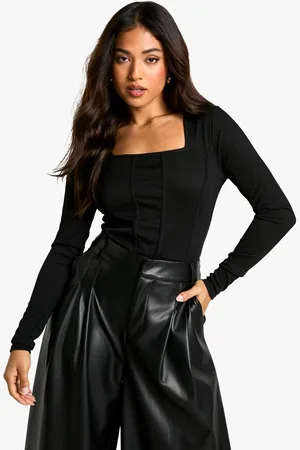 Boohoo Womens Petite Rib Corset Bodysuit - - 12