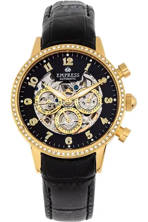 Empress Womens Beatrice Automatic Skeleton Dial Leather-Band Watch with Day & Date - - One Size