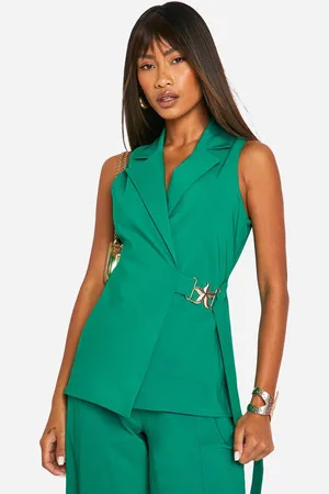 Boohoo Womens Super Stretch Trim Detail Tie Side Longline Waistcoat - - 12