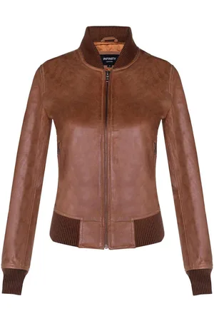 Infinity Womens Classic MA-1 Leather Bomber Jacket-Newcastle - - 20