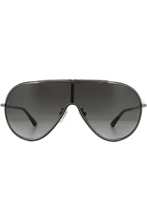 Police Shield Shiny Gunmetal Smoke Gradient Sunglasses - One Size
