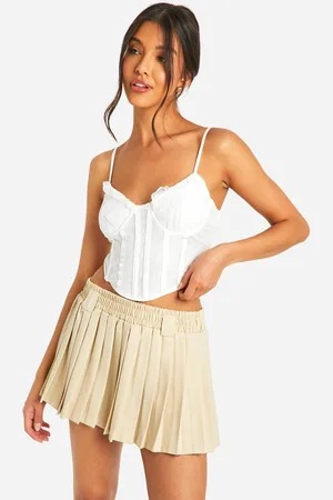Boohoo Womens Lace Up Back Square Neck Lace Mix Corset - - 12