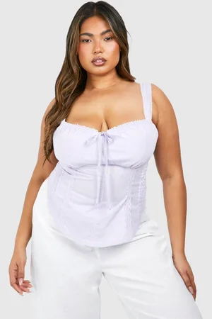 Boohoo Womens Plus Lace Detail Tie Front Cotton Corset Top - - 26