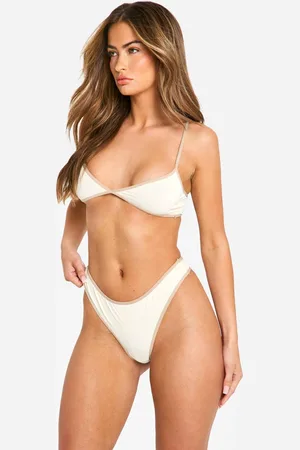 Boohoo Womens Contrast Edge Bralette And Thong Set - - L