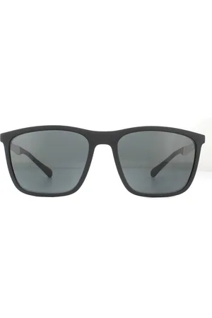 Emporio Armani Rectangle Rubber Grey Sunglasses - One Size