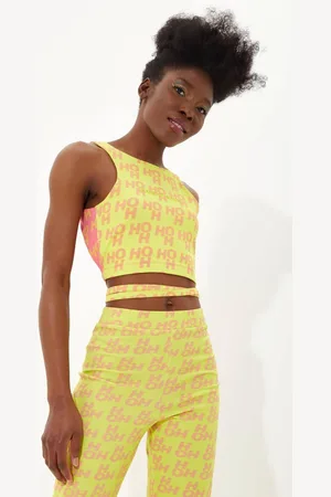 House of Holland Womens Printed Jersey Crop Top With Open Back In Contrast Colours - - S