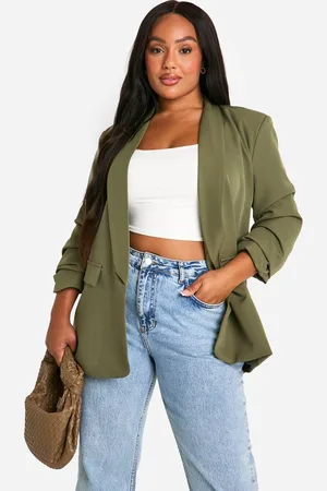 Boohoo Womens Plus Ruched Sleeve Lapel Detail Blazer - - 20