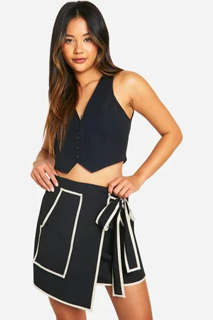 Boohoo Womens Contrast Trim Wrap Mini Skirt - - 12