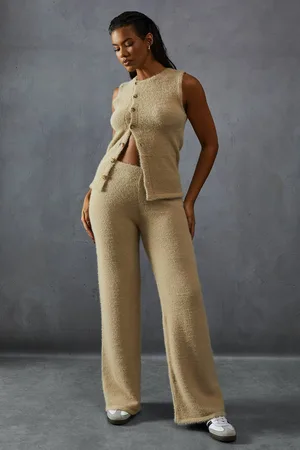 MissPap Womens Eyelash Knit High Waisted Lounge Trouser - - S/M