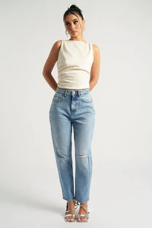 Urban Bliss Womens Ripped Mom Jeans - - 8