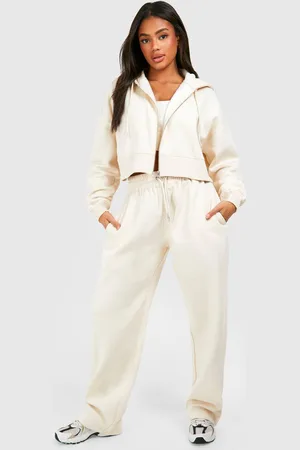 Boohoo Womens Deep Hem Crop Top 3 Piece Hooded Tracksuit - - M