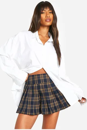 Boohoo Womens Check Pleat Mini Skirt - - 14