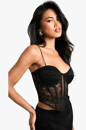Boohoo Womens Premium Lace Mix Boned Corset Top - - 6