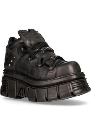 New Rock 106N-S52 TOWER SHOES Metallic Leather Biker Punk Gothic Boots - - 4