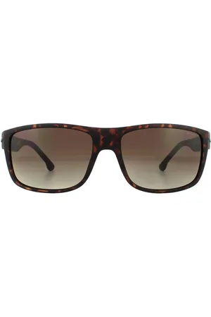Police Rectangle Matte Dark Havana Smoke Gradient Sunglasses - One Size