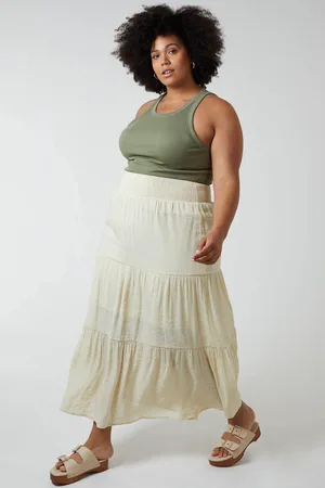 Blue Vanilla Womens Curve Tiered Shirred Maxi Skirt - - 22-24