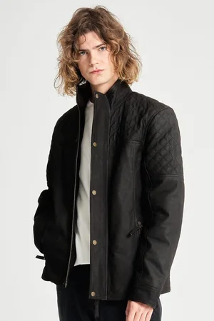 Barneys Originals Quilted Buffalo Leather Coat - - M