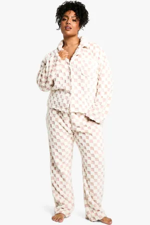 Boohoo Womens Plus Baby Checkerboard Button Front Pj Set - 22