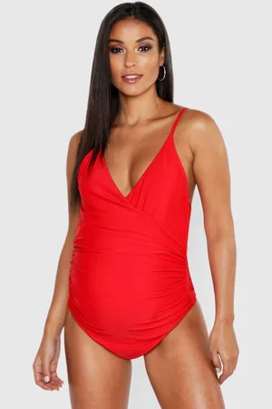 Boohoo Womens Maternity Bump Control Wrap Over Swimsuit - - 16