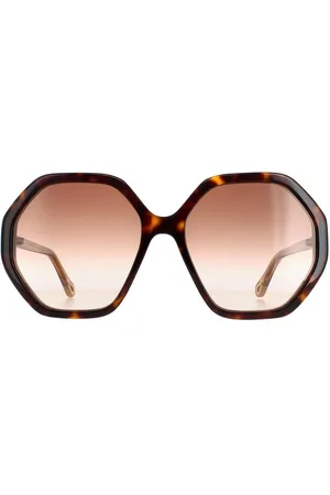 Chloé Womens Round Dark Havana and Crystal Gradient CH0008S Esther - One Size