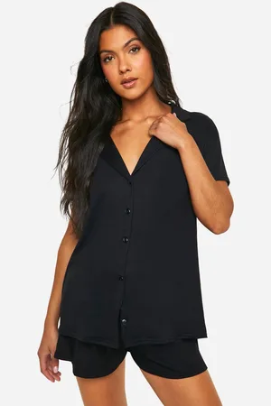 Boohoo Womens Maternity Peached Button Down Shirt And Short Pj Set - - 8