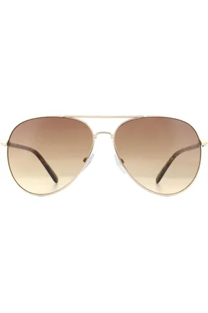 Calvin Klein Aviator Gold Tortoise Brown Gradient Sunglasses - - One Size