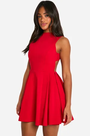 Boohoo Womens Bengaline Open Back Skater Dress - - 18