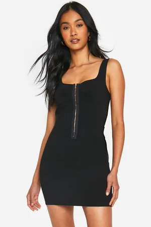 Boohoo Womens Corset Bengaline Strappy Bodycon Dress - - 18