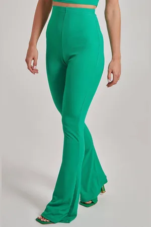 Pink Vanilla Womens Ribbed Flare Trousers - - 6