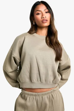 Boohoo Womens Raglan Seam Crew Neck Boxy Sweatshirt - - XL