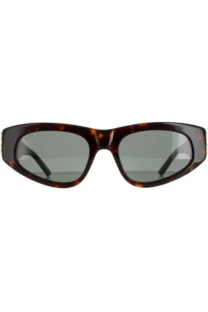 Balenciaga Womens Oval Dark Havana Green BB0095S - - One Size
