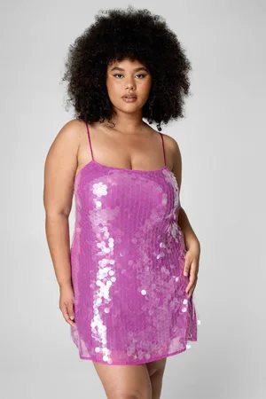 NASTY GAL Womens Plus Large Disc Sequin Strappy Mini Dress - - 18