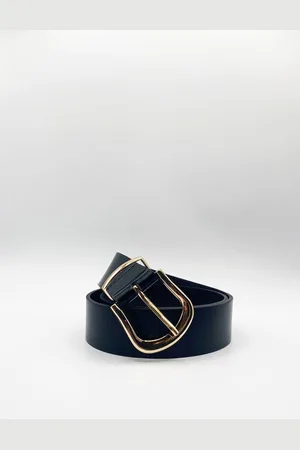 SVNX Womens PU Leather Belt With Gold Metal Buckle - - One Size