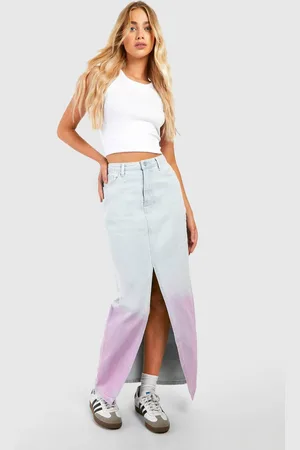 Boohoo Womens Ombre Split Front Denim Midaxi Skirt - - 16