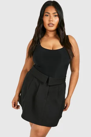 Boohoo Womens Plus Woven Fold Over Waistband Pleated Tennis Skirt - - 26