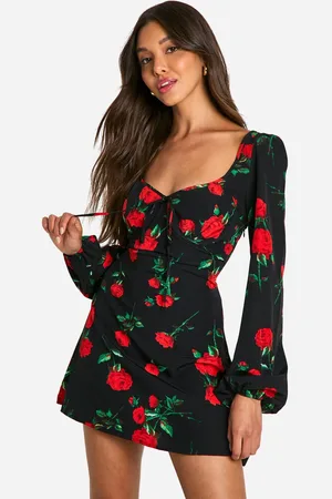 Boohoo Womens Floral Milkmaid Mini Dress - - 18