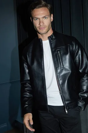 Threadbare Faux Leather Biker Jacket - - L