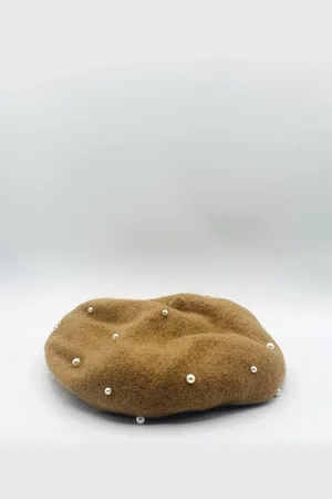 SVNX Womens Faux Pearl Burned Beret - One Size
