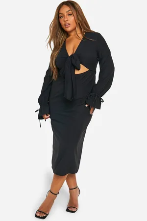 Boohoo Womens Plus Tie Front Midaxi Dress - - 18