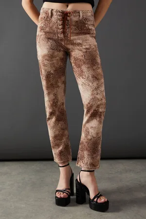 warehouse Womens Denim Lace Up Straight Leg Jean - - 12