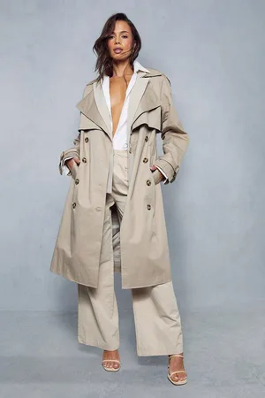 MissPap Womens Oversized Belted Trench Coat - - 8